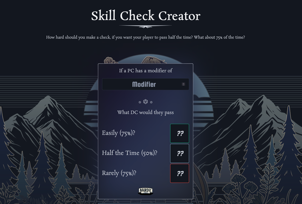 New Calculator! Skill Check DC Creator